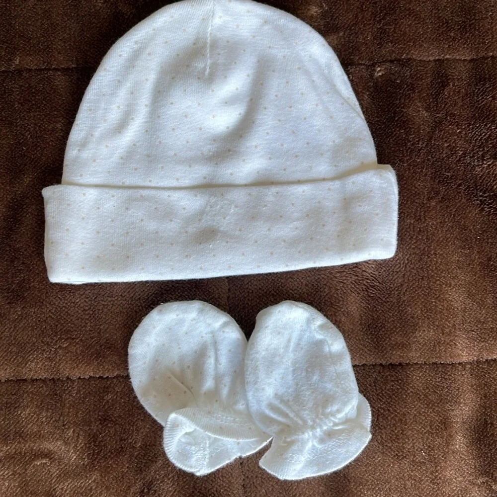 Baby Cap With Matching Mittens Bundle of Three